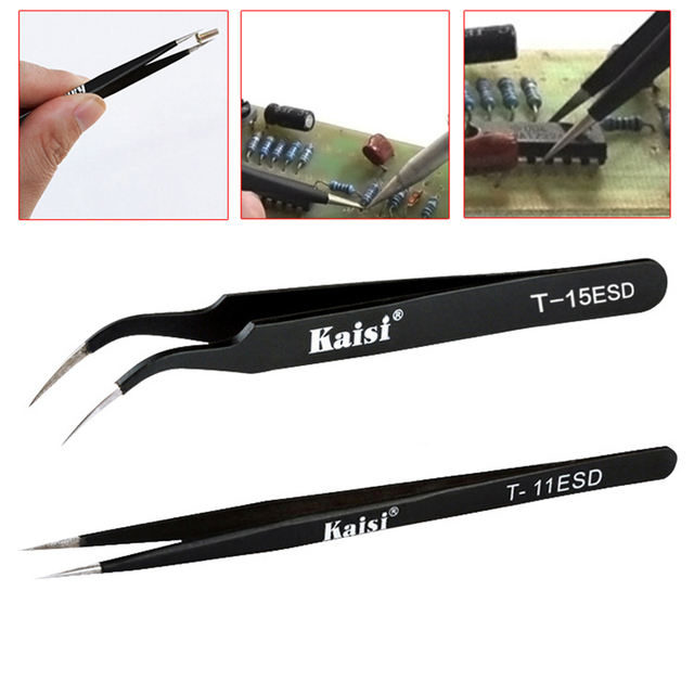 9pcs ESD Stainless Steel Tweezers Set Anti-static Stainless Steel Tweezers for Jewelry Craft Electronics Lab Phone Repair