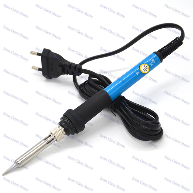 60W 220V Electric Soldering Iron Kit Temperature Adjustment with Soldering Tin Wire 5 Tips Iron Soldering Gun Repair Tools EU Plug