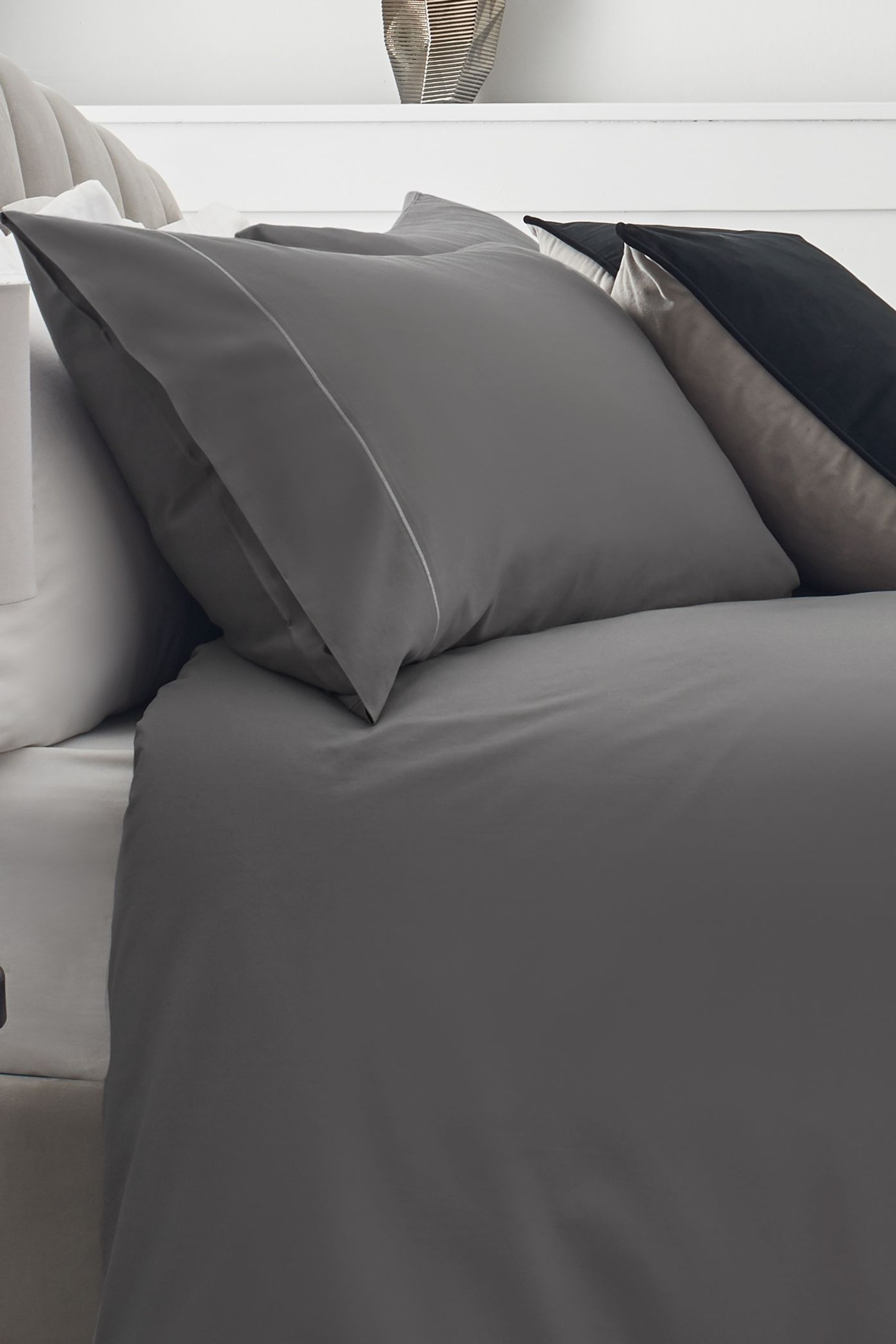 Collection Luxe 300 Thread Count 100% Cotton Sateen Duvet Cover And Pillowcase Set Satin Stitch