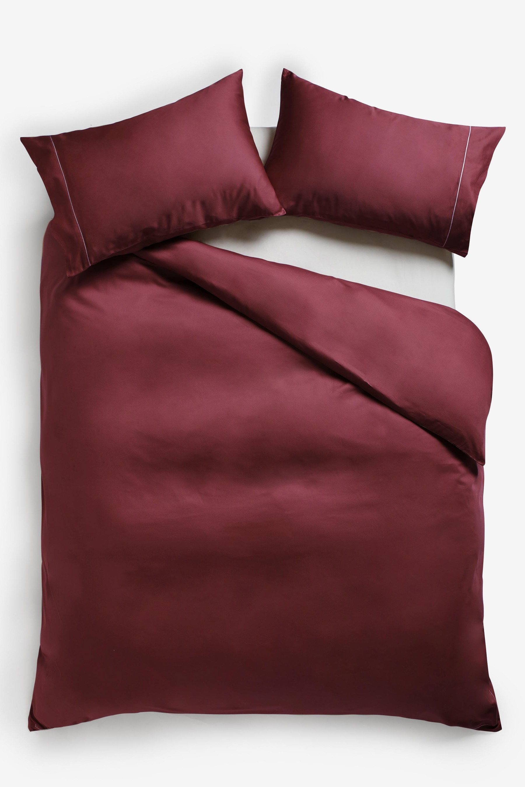 Collection Luxe 300 Thread Count 100% Cotton Sateen Duvet Cover And Pillowcase Set Satin Stitch