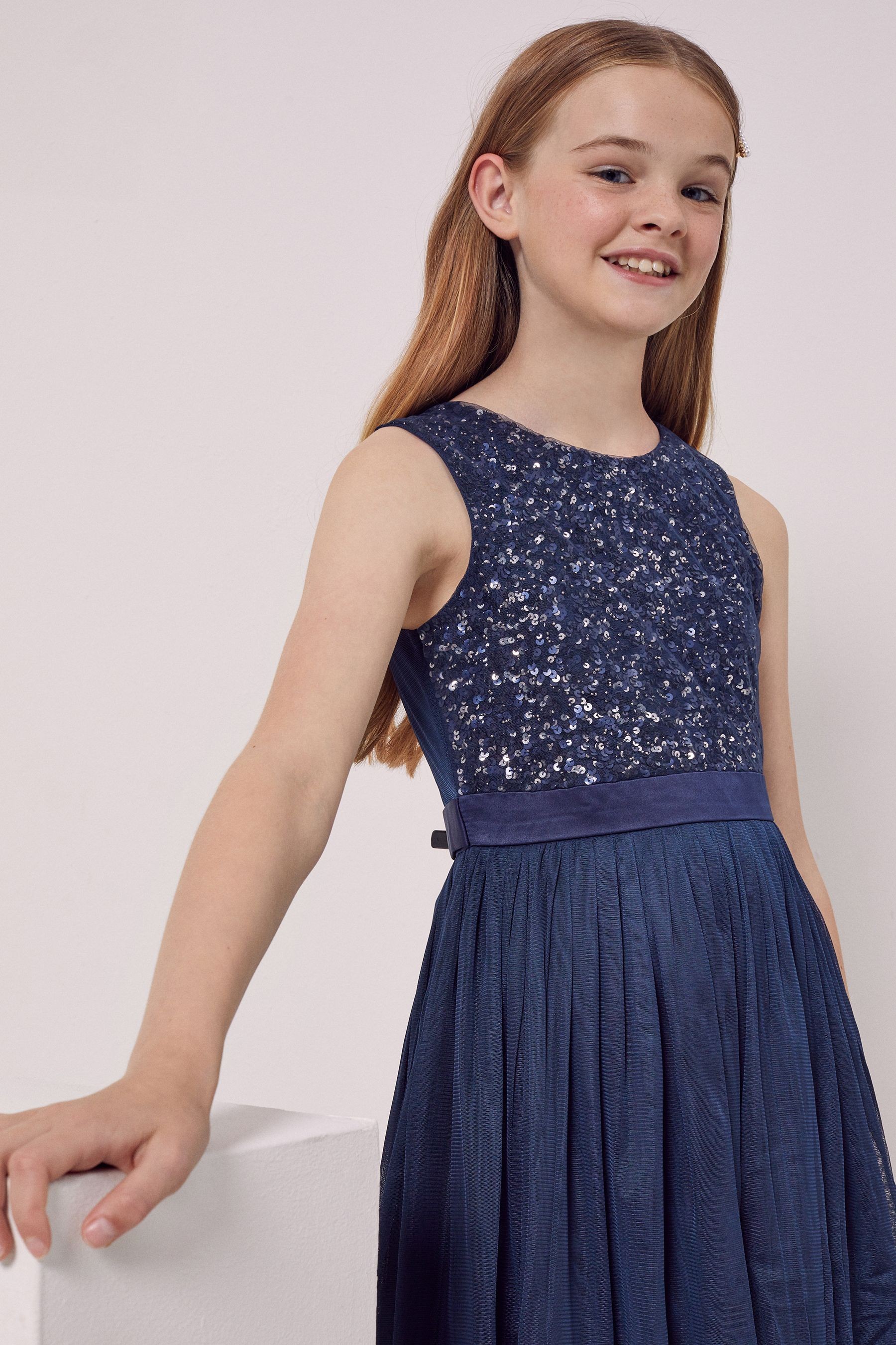 Maya Girl Sleeveless Sequin Tulle Dress