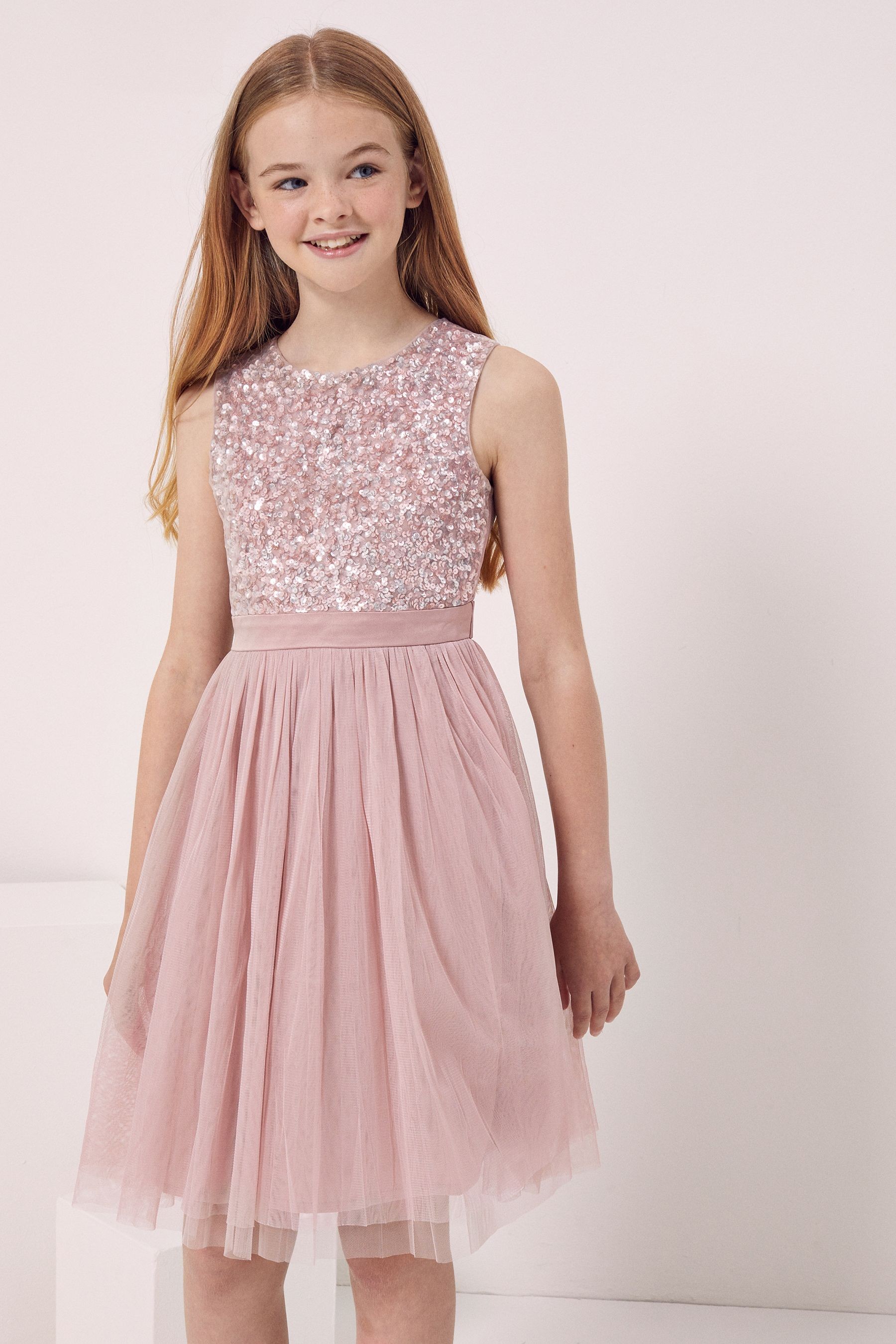 Maya Girl Sleeveless Sequin Tulle Dress