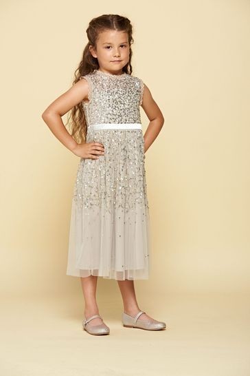 Amelia Rose Grey Sequin Occasion Dress