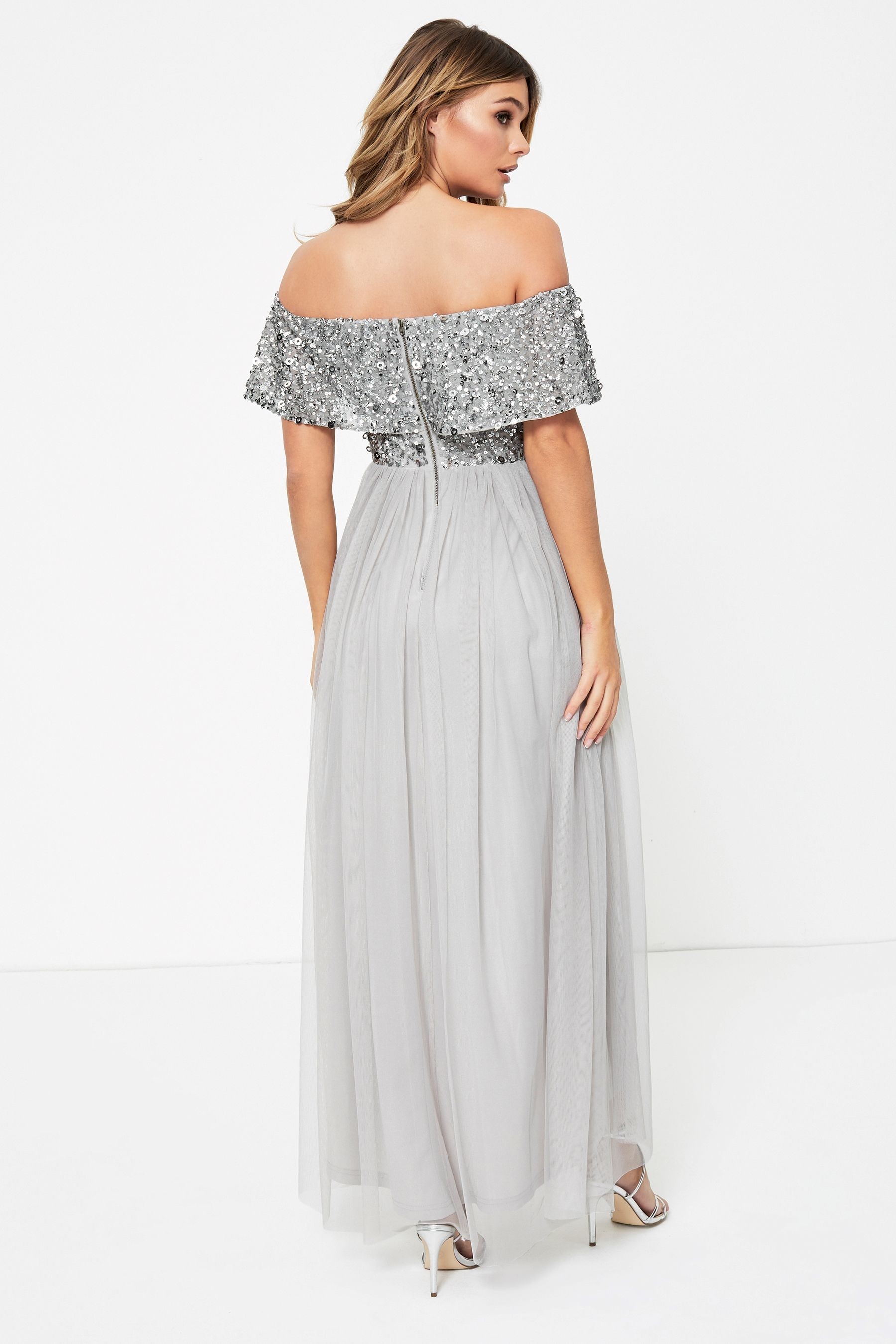 Maya Embellished Bardot Midaxi Dress