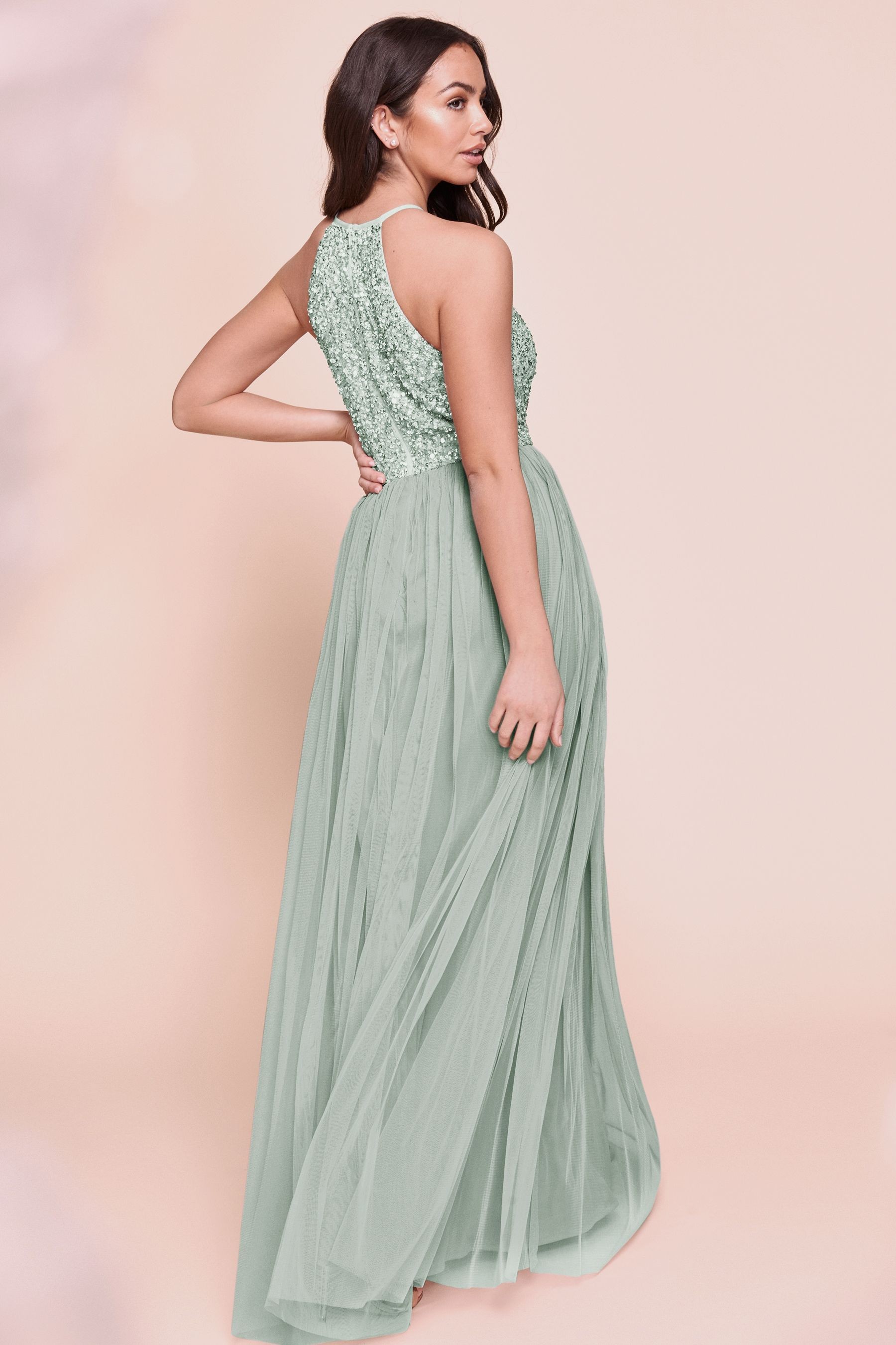 Maya Halterneck Delicate Sequin Maxi Dress Regular