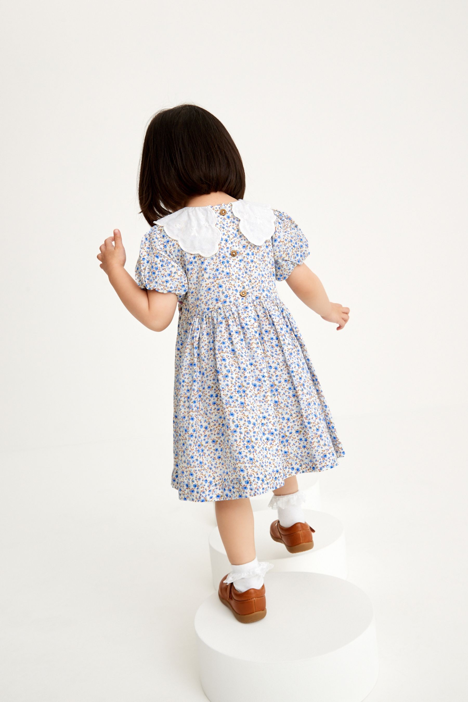 Lace Collar Shirred Cotton Dress (3mths-8yrs)