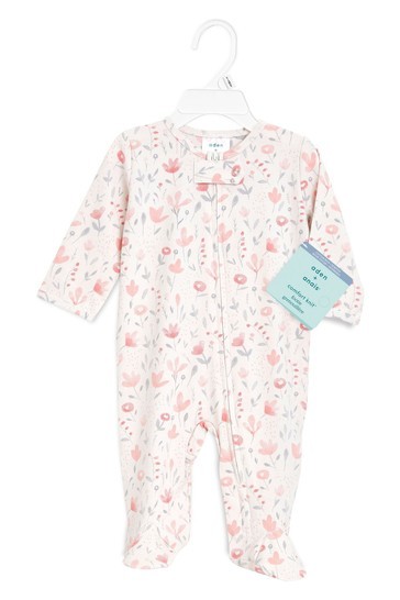 aden + anais Pink Comfort Knit Perennial Footie Bodysuit