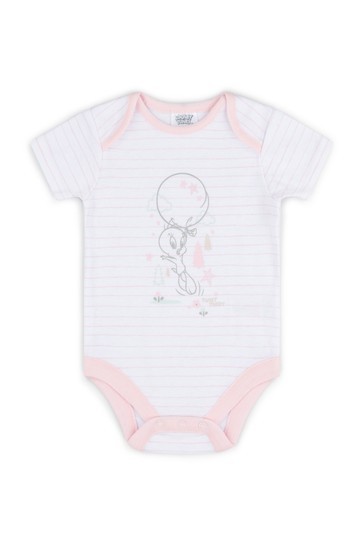 Looney Tunes White Tweety Sleepsuit, Bodysuit And Bib Set