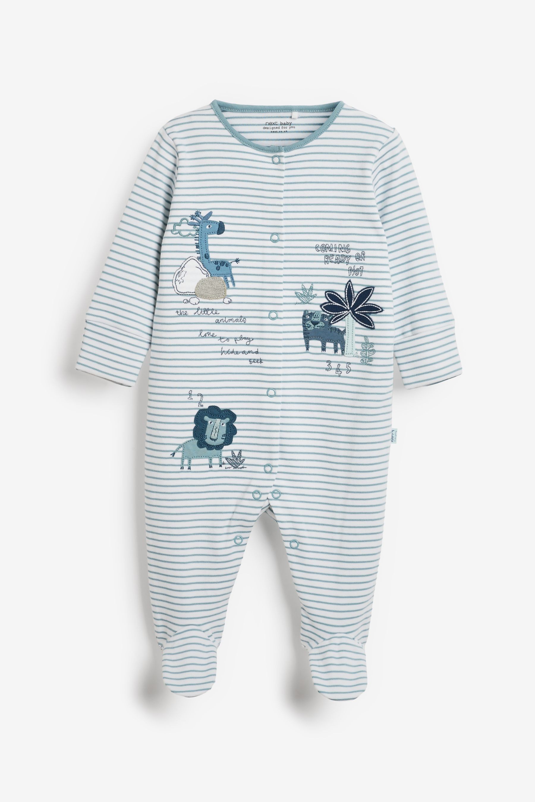 3 Pack Embroidered Baby Sleepsuits (0-2yrs)