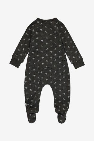 The Little Tailor Grey Jersey Print Rocking Horse Sleepsuit