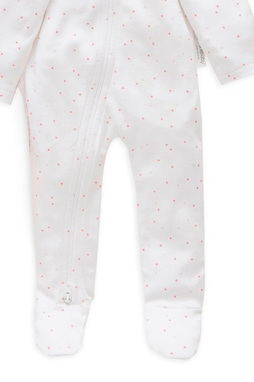 Purebaby Pink Organic Cotton Zip Growsuits 2 Pack