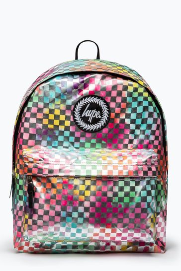 Hype. Unisex Pink Rainbow Check Crest Backpack