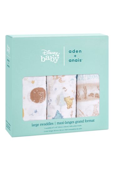 aden + anais Disney Baby Winnie In The Woods Large Cotton Muslin Blankets 3 Pack