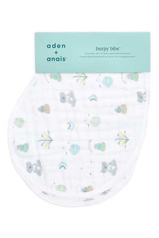 aden + anais White Cotton Muslin Now + Zen Burpy Bibs 2 Pack