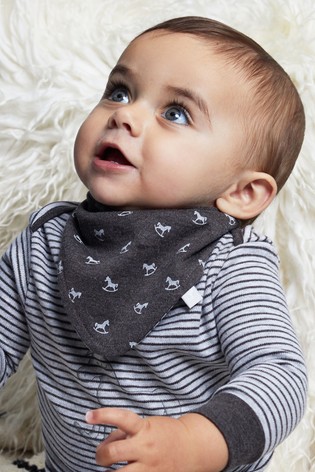 The Little Tailor Grey Rocking Horse Jersey Bibs Two Pack