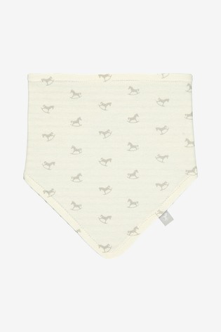 The Little Tailor Cream Rocking Horse Jersey Bibs Two Pack