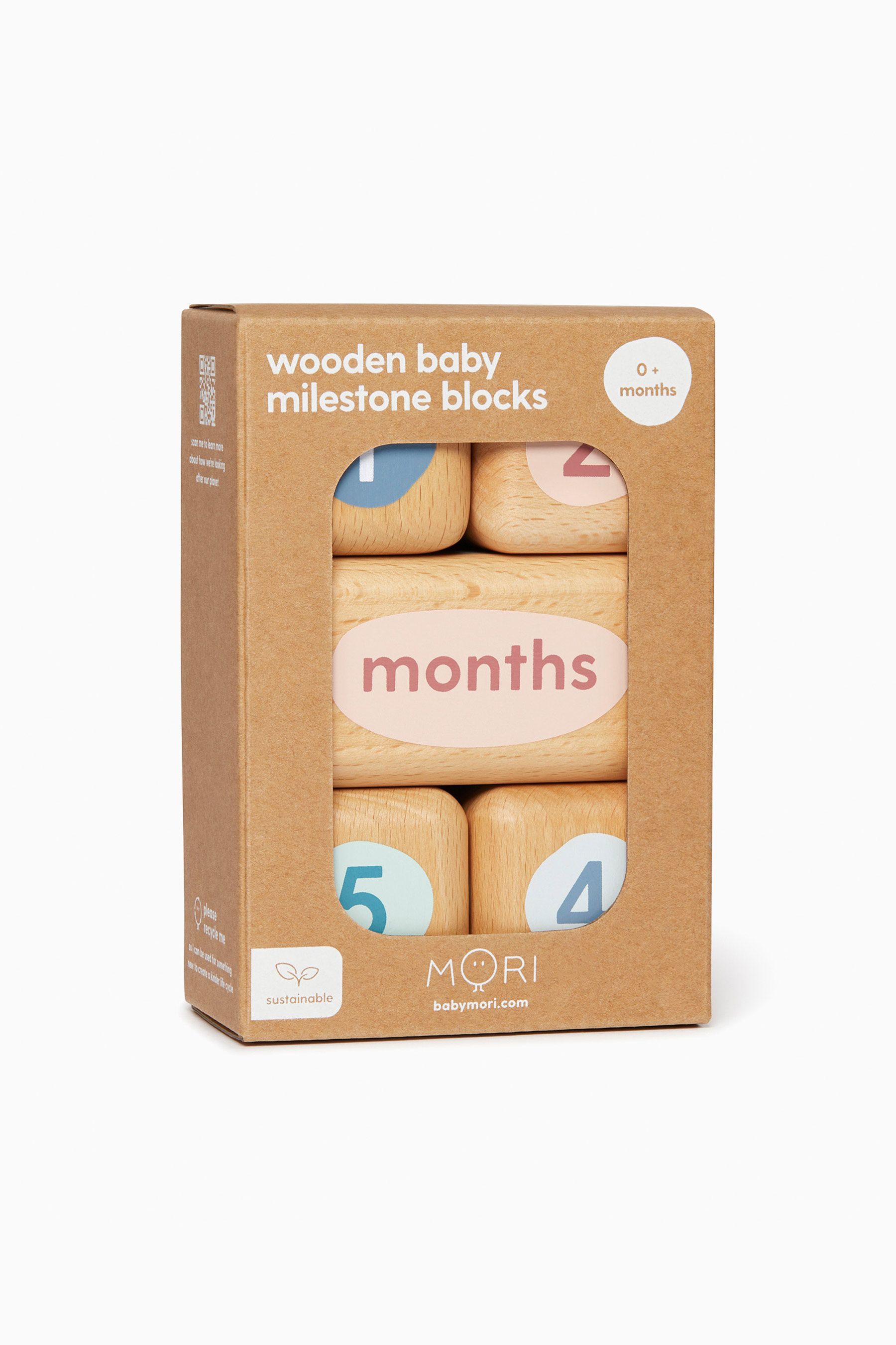 MORI Natural Wooden Sustainable Baby Milestone Blocks