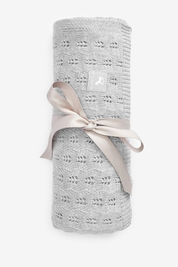 The Little Tailor Grey Pointelle Blanket