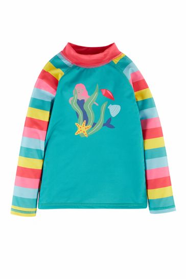 Frugi Blue Rainbow Stripe Mermaid UPF 50+ Sun Safe Rash Vest