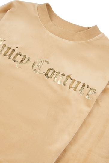 Juicy Couture Brown Velour Crew Sweater