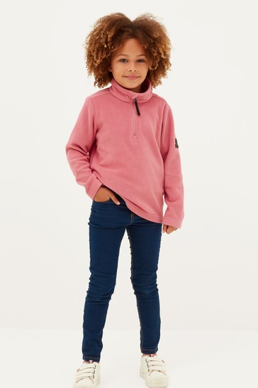 Tog24 Pink Toffolo Kids Zip Neck Fleece