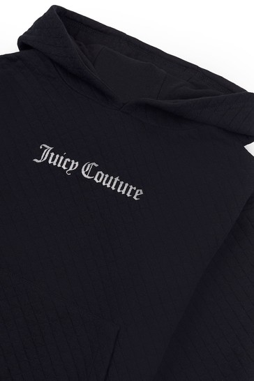 Juicy Couture Black Quilted Oversized Over The Head Hoodie