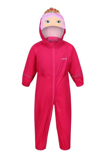 Regatta Pink Charco Waterproof Animal Hooded Puddlesuit