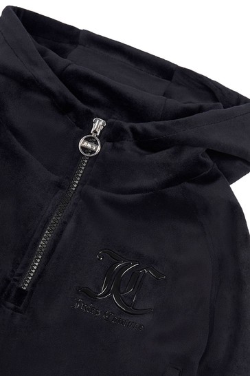 Juicy Couture Black Velour Quarter Zip Hoodie