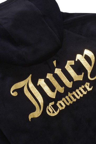 Juicy Couture Black Juicy Velour Raglan Hoodie