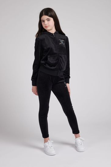 Juicy Couture Black Diamante Velour Leggings