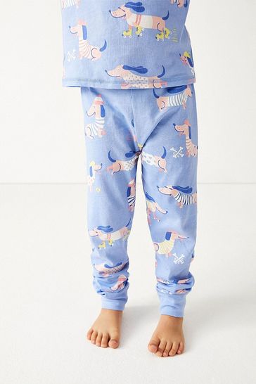 مجموعة ملابس Crew Clothing Company Blue Pj كم طويل Lola Aop Pyjamas