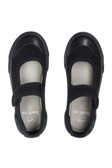 ToeZone Black One Strap Plimsoles