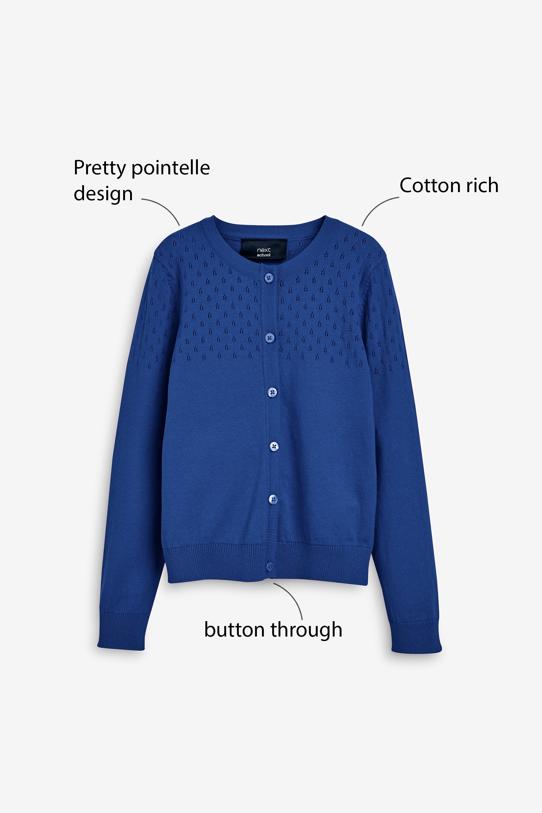 Pointelle Detail School Cardigan (3-16yrs)