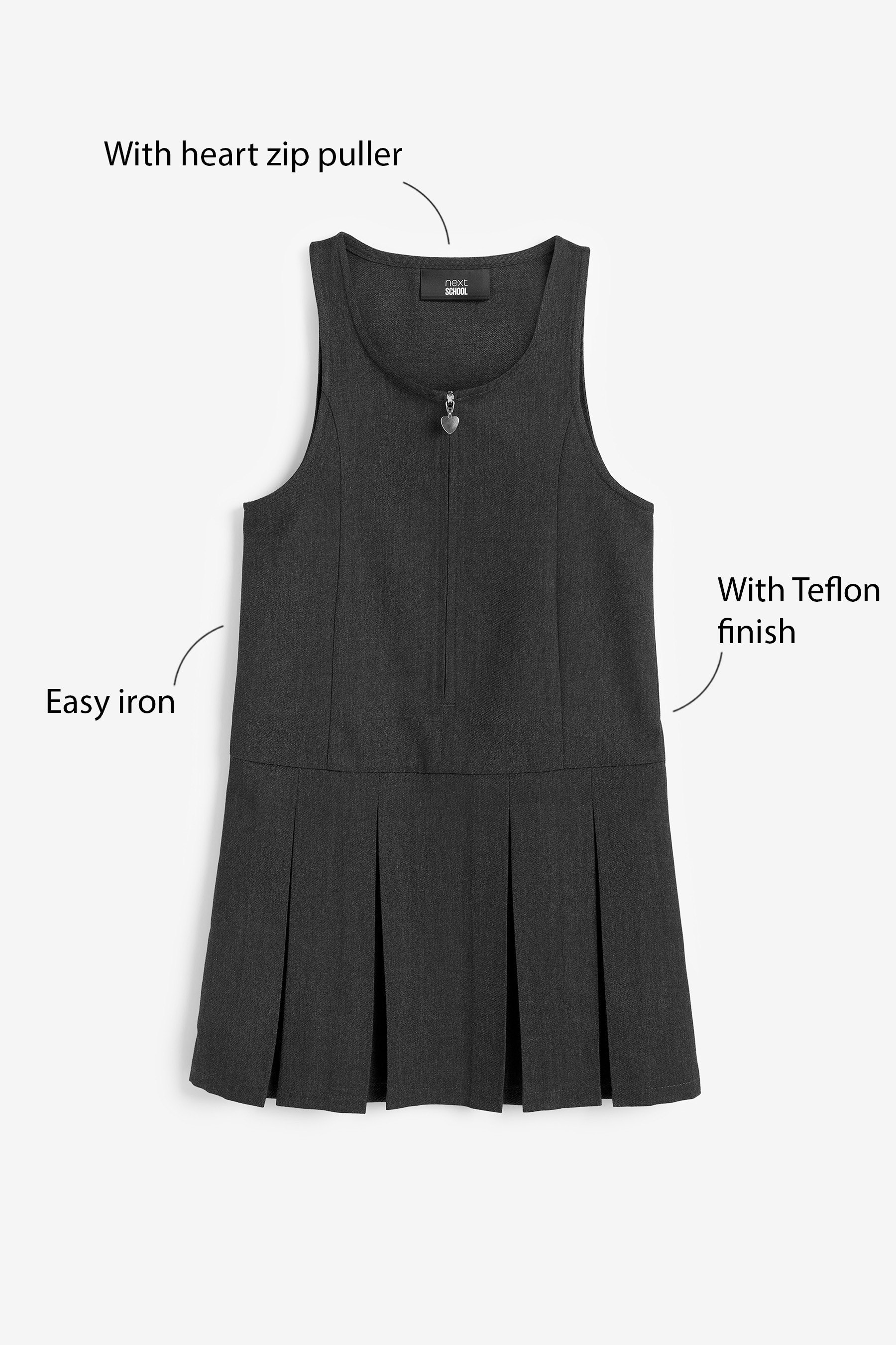 Zip Front School Pinafore (3-14yrs) Slim Fit