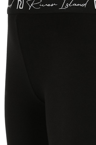 River Island Black Monogram Waistband Leggings