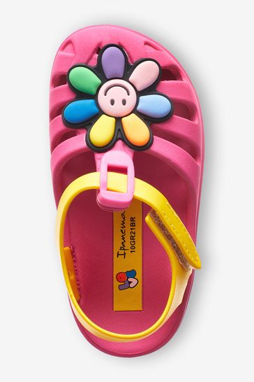 Ipanema Pink Baby Smiley Face Embellished Pump Sandals