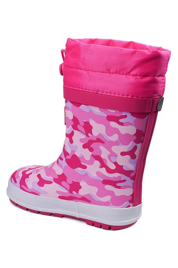 ToeZone Pink Tie Top Camo Wellies