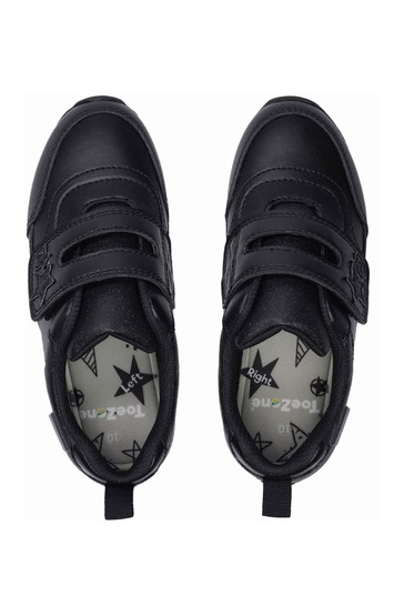 ToeZone Black One Strap Star School Shoes