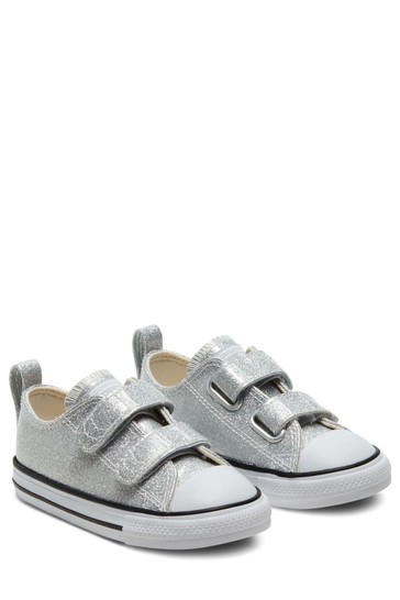 Converse Silver 2V Glitter Junior Trainers