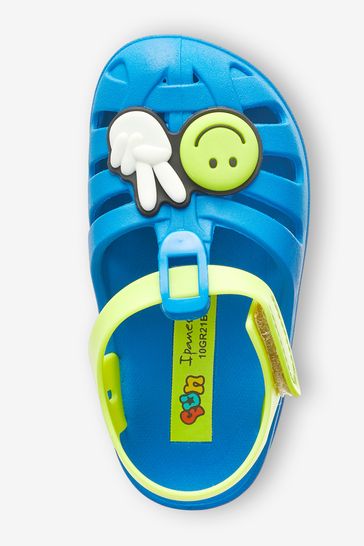 Ipanema Blue Baby Smiley Face Embellished Pump Sandals