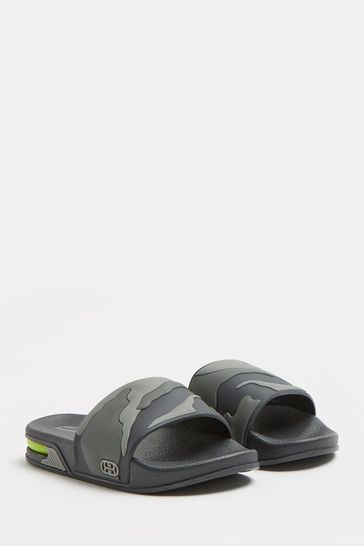 River Island Grey Ob Black Lake Camo Sandals