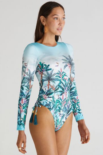 Aqua Blu Floral Tropical Grace One Piece Swimsuit