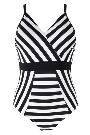 Pour Moi Stripe Panelled Control Swimsuit