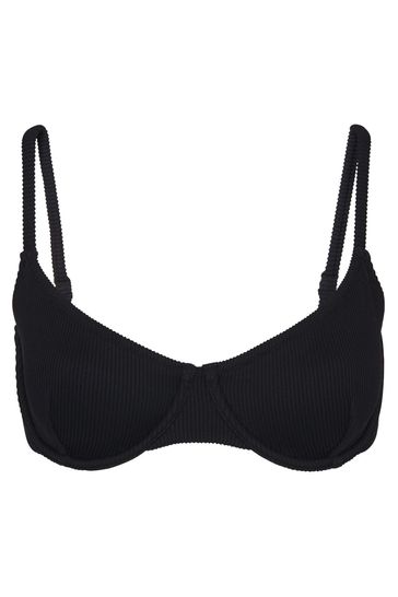 Whistles Black Ribbed Underwire Bikini Top