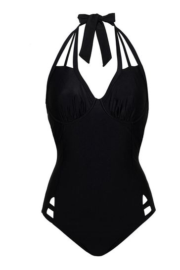 Figleaves Rene Black Underwired Halter Swimsuit