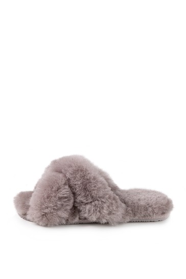 Just Sheepskin Daisy Cross Over Open Toe Slider Slipper