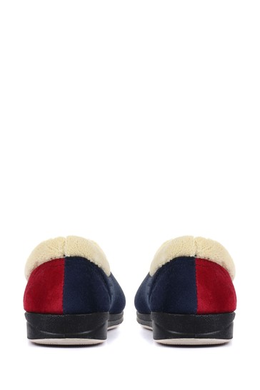 Pavers Navy Red Ladies Wide Fit Full Slippers
