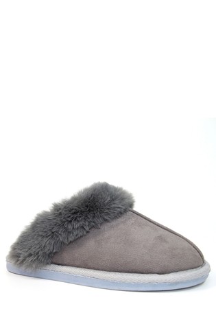 Lunar Grey Ladies Mule Slippers