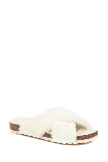 Jones Bootmaker Cream Totto Faux-Fur Slider Slippers