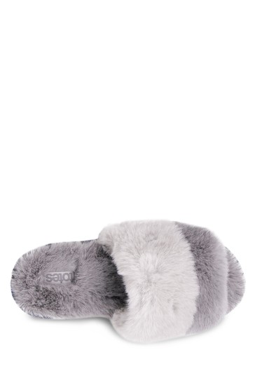 Totes totes Ladies Faux Fur Contrast Stripe Slider Slippers